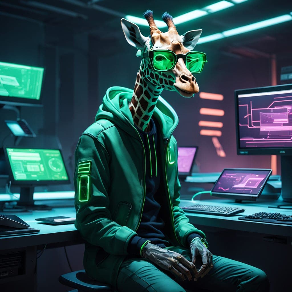 art-cool hacker cyber giraffe