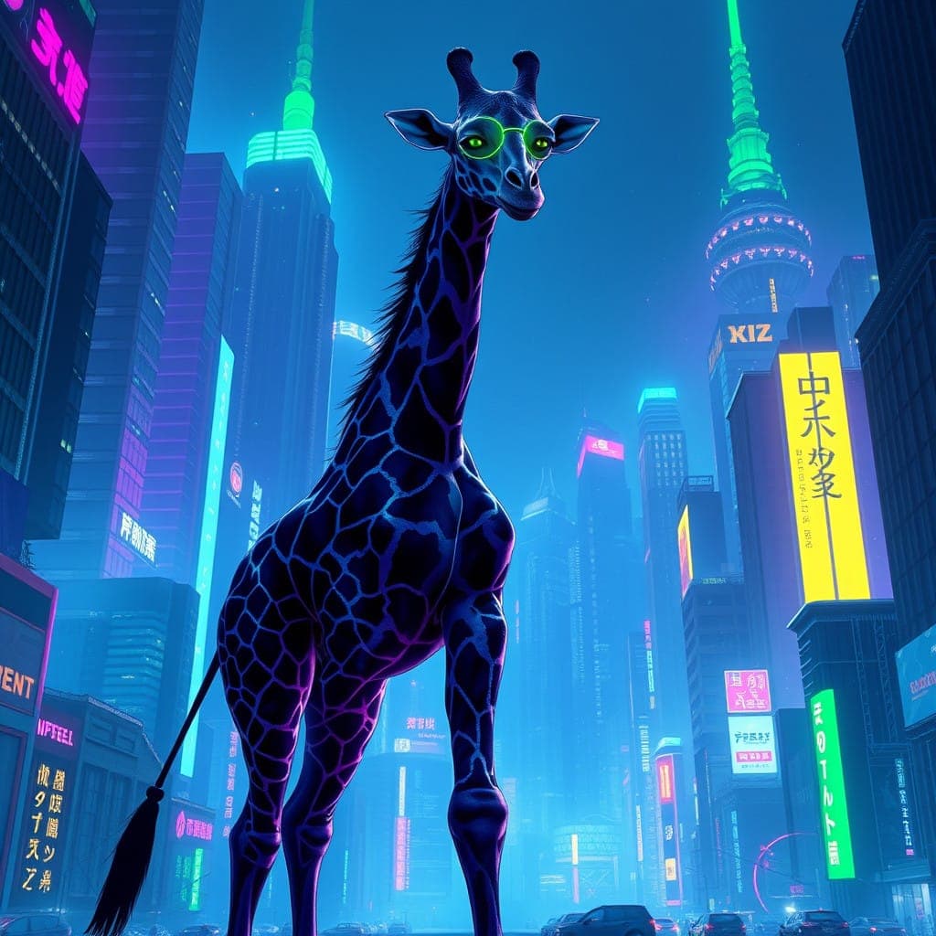 art-cyber giraffe in Tokyo