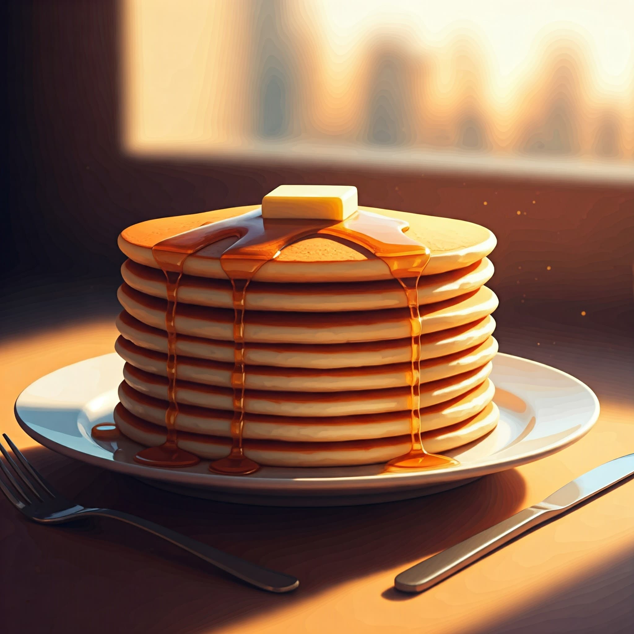 art-Stack of Pancakes in the morning